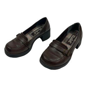 Vintage Mudd Mary Jane Platforms Chunky Heels Women's 8M Brown Shoes 90s Y2K